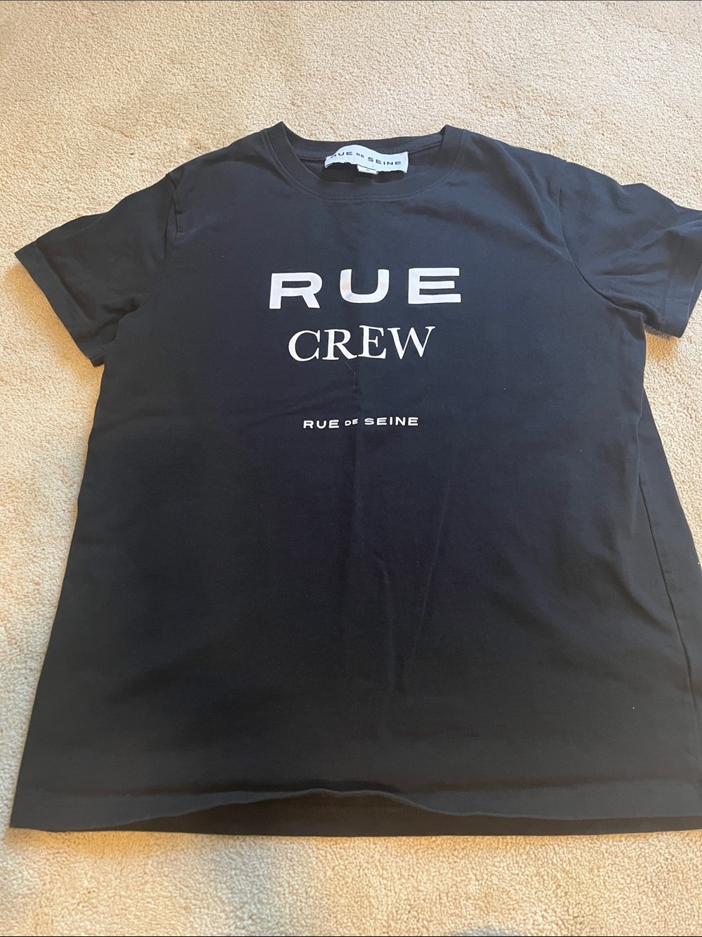 Rue De Seine Black 'RUE CREW' Graphic Short Sleeve Tee - size S